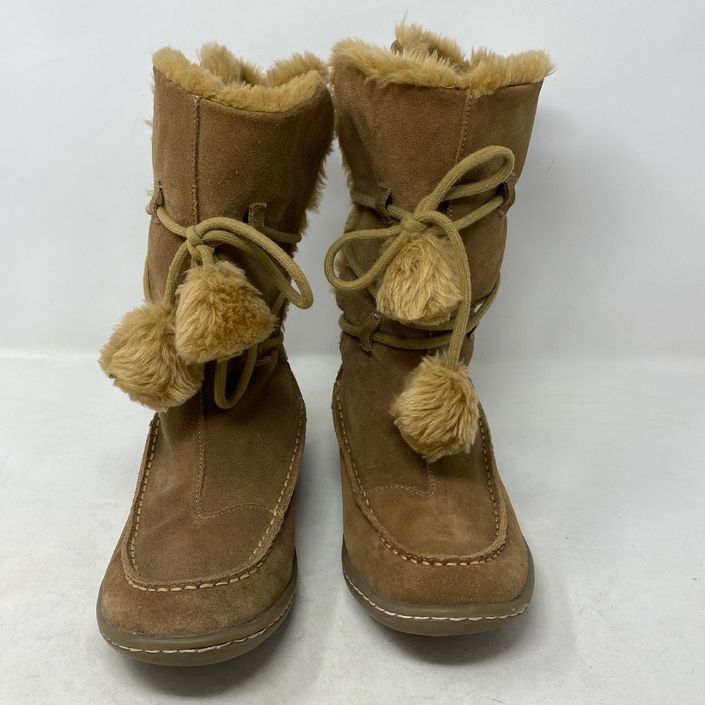 Steve Madden Iglou Suede Wrap Pom Pom Tie Boots - Picture 3 of 8